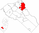 Map of Gloucester County highlighting Deptford Township